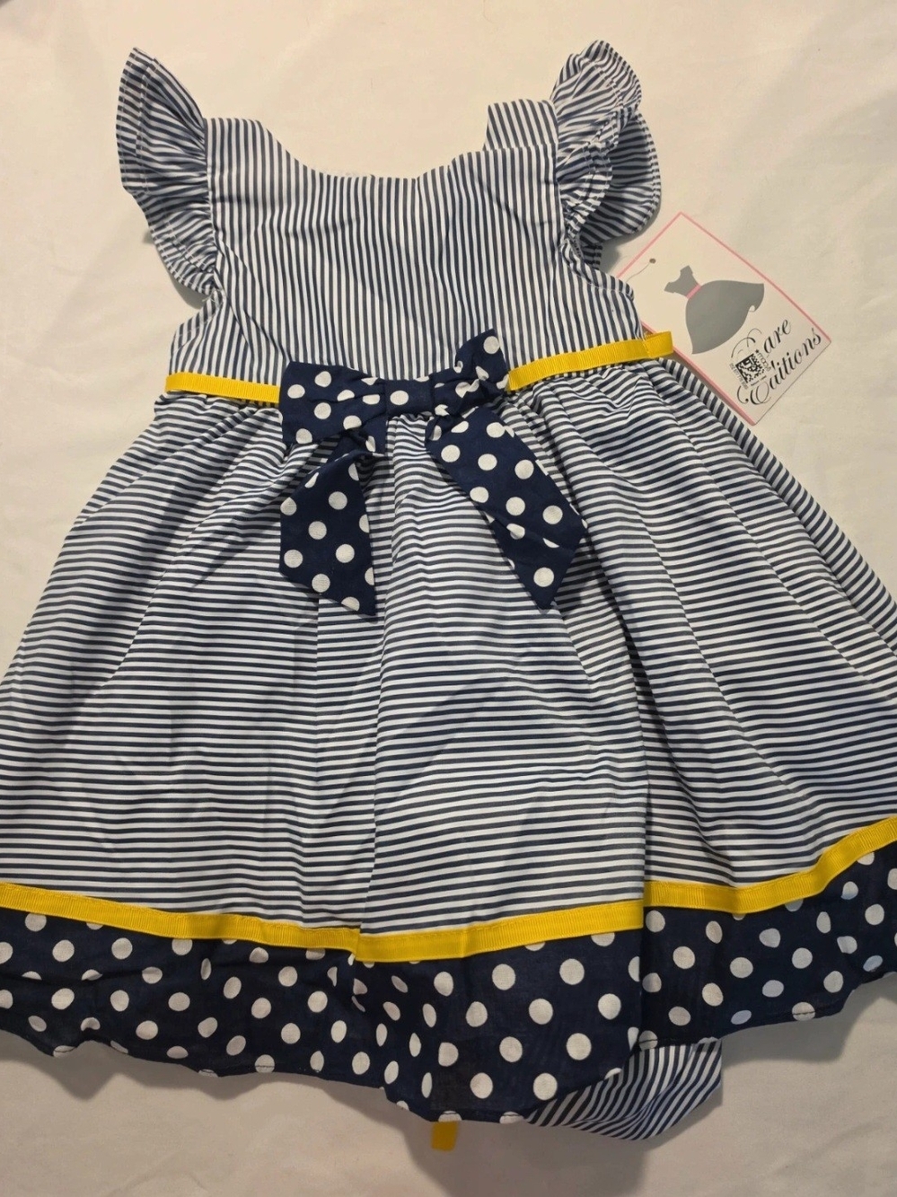 ​NWT Rare Editions 18M Navy Striped Polka Dot Nautical Dress